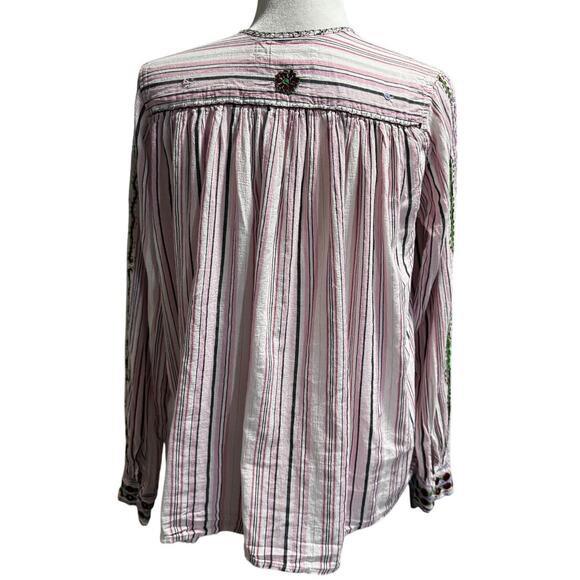V. De. Vinster Khadi Mexican Embroidered Cotton Boho Blouse Top Size S - Picture 2 of 7